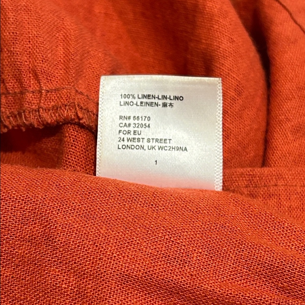 100% Linen Terracotta Midi Dress by UOs Urban Renewal - Picture 8 of 15